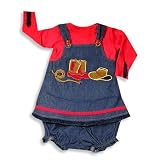 Picture Me by Austin & Ashley - Infant Girls Jumper Set, Red, Blue Denim (Size 12Months)