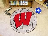Univ of Wisconsin Script Soccer Ball 29 Round Floor Mat (Rug) - Wisconsin Badgers