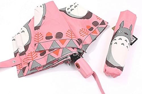 My Neighbor Totoro Lovely Automatic Clear Umbrella Telescopic umbrella UV Protection Daily Use (Red)
