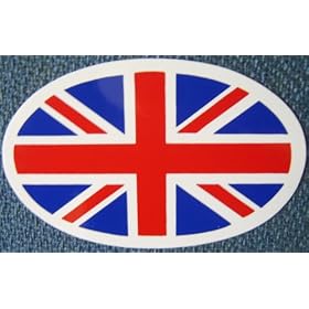 GB Sticker British Union Jack Flag Car Sticker Oval 2.5" x 4"