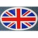 GB Sticker British Union Jack Flag Car Sticker Oval 2.5" x 4"