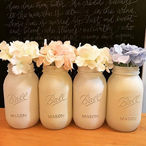 Lightly Distressed Mason Jars with Silk Hydrangea
