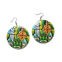 Celebration of the Elements, African Abstract Art Painting Disc Earrings