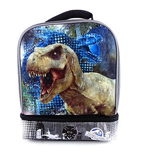 Jurassic World Drop Bottom Reflective 9 inch Lunch Box - Grey and Black
