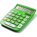 Avalon 8 Digit Dual Powered Desktop Calculator, LCD Display, Green