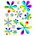 Instant Murals 15 Daisy Flowers Wall Transfer Stickers - Retro Rainbow