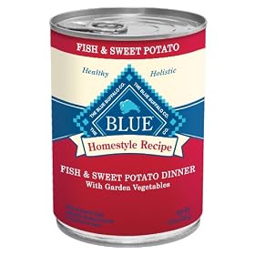 Blue Buffalo Canned Dog Food, Fish and Sweet Potato Recipe, (Pack of 12 12.5-Ounce Cans)