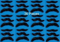 Self Adhesive MUSTACHES fake costume fun halloween - Big Set of 36