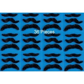 Self Adhesive MUSTACHES fake costume fun halloween - Big Set of 36: Toys &amp; Games
