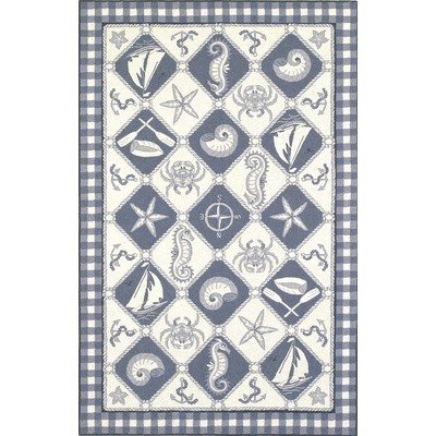 Colonial Blue and Ivory Nautical Rug Size: Runner 2