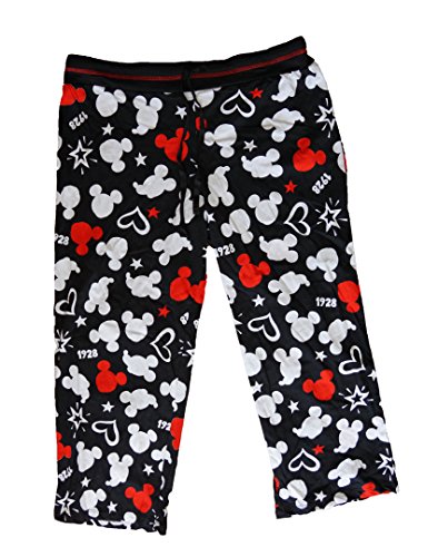 Disney Mickey Mouse Womens Pajama Pant With Silhouette Print - Black White Red
