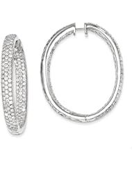 14k White Gold Diamond In-Out Hinged Hoop Earrings Diamond quality AA (I1 clarity, G-I color)