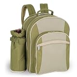 4 picnic backpack:Sorrento Insulated Picnic Backpack w/ Wine Duffel & Deluxe Service For 4 (Olive Green)