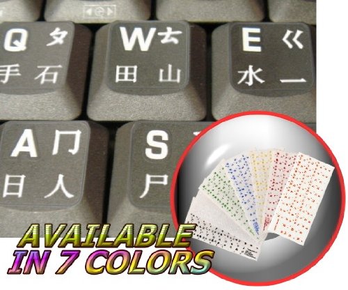 CHINESE KEYBOARD STICKERS TRANSPARENT BACKGROUND WITH WHITE LETTERING