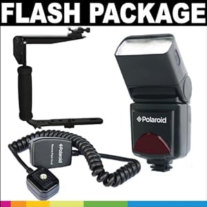 Polaroid Premium Package: Polaroid Pl-126pz Studio Series Digital Ttl Shoe Mount Bounce Flash + Polaroid Flip Mount Flash Bracket + Polaroid 3' Ttl Off-camera Remote Flash Shoe Cord For The Nikon D40