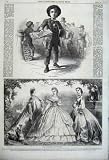 1862 PARIS FASHION DRESSES NEWS BOY SELLING NEWSPAPERS