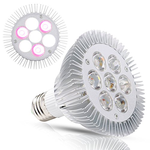 J&C Full Spectrum White Light LED Grow Light Bulb, 7W Natural Plant Light for Greenhouse Gardening, Indoor Sunlight for Vegetables, Grow Bulb for Indoor Hydroponic Plants, E27 Base
