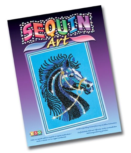 KSG Arts and Crafts Sequin Art and Beads 1004 Black Horse Picture Kit