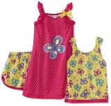 Komar Kids Girls 7-16 Jersey 3 Piece Butterfly Pajama Set