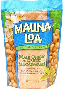 Mauna Loa Maui Onion & Garlic Macadamia Nuts, 11-Ounce Bag (Pack of 12)