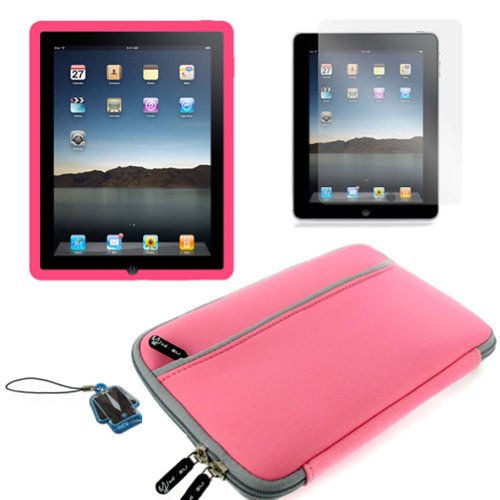 (Hot Pink Skin) Apple iPad skin silicone case 