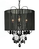 Shades of Light Design 3-Light 19 Black Crystal Shaded Mini Chandelier SKU# 10736