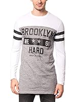 AMERICAN PEOPLE Camiseta Manga Larga Trovit (Gris / Blanco)