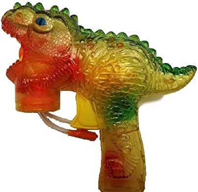 Friction Dinosaur Bubble Gun - Light Up Dinosaur Bubble Shooter Blaster with LED Lights - No Batteries Needed! Friction Powered!