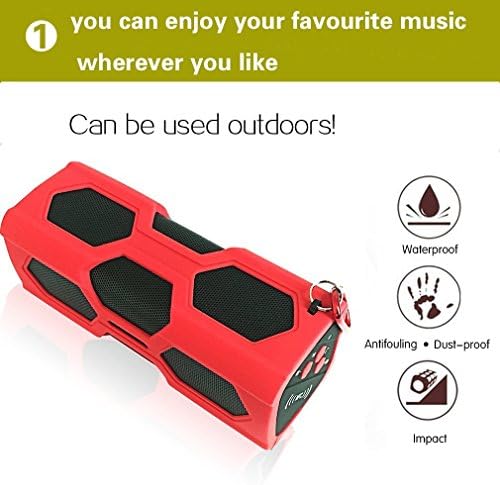 EVIZIAN ROKON2 RED Wireless Bluetooth Speaker Portable Music Waterproof Outdoor System With Built in POWERBANK For iPhone 6, 6 Plus, 5 5c 5s 4 Android iPads and Tablets