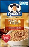 Quaker Instant Oatmeal, High Fiber, Cinnamon Swirl, 12.6-Ounce (Pack of 4)