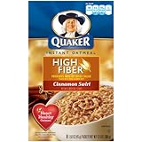Quaker Instant Oatmeal, High Fiber, Cinnamon Swirl, 12.6-Ounce (Pack of 4)