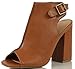 Wild Diva Women's Darlyn 01 Peep Toe Faux Leather Slingback Chunky Block Heel Ankle Boot