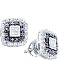 14K White Gold 0.51CT Black Diamond Fashion Earrings