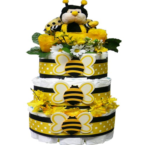 Bee My Baby Diaper Cake Gift Tower - Neutral for Boys or Girls Bee My Baby Diaper Cake Gift Tower - Neutral for Boys or Girls