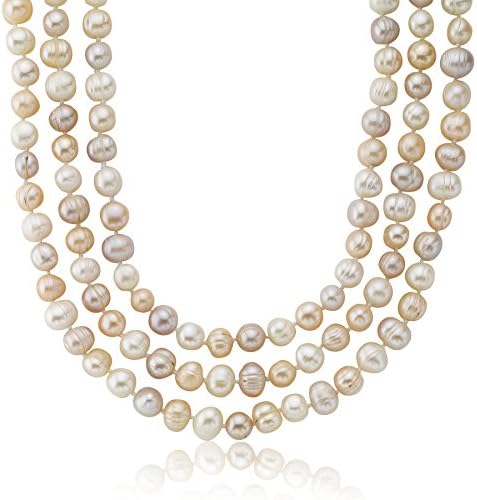 Freshwater Cultured Endless Pearl Necklace, Round Multi Colored Beads, (8-9mm) 64"