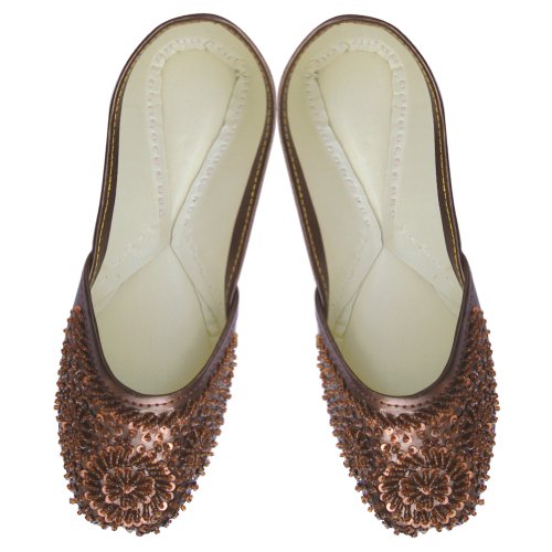 Handmade Indian Punjabi Women Shoe Pair With Beaded Work (Free Shipping) Shes0036