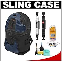 Zeikos Deluxe Digital SLR Camera Sling Backpack (Black/Blue) + Lenspens + Accessory Kit for Canon Rebel T3, T3i, T1i, T2i, EOS 60D, 50D, 5D, 7D, Nikon D3000, D3100, D5000, D7000, D300s, Olympus Evolt E-5, E-30, E-620 and Sony Alpha A560, A580, A33, A55