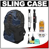 Zeikos Deluxe Digital SLR Camera Sling Backpack (Black/Blue) + Lenspens + A ....