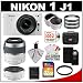 Nikon 1 J1 Digital Camera Body with 10-30mm & 30-110mm VR Lens (White) with 10mm f/2.8 Lens + 32GB Card + Case + Filters + Remote + Telephoto & Wide Lens Kit