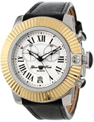 Glam Rock Womens GR32117-DEBZ So-Be Mood Chronograph Silver Dial Black Leather Watch