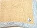 Hand Machine Knitted Finished with Hand Crochet Beige Color Chenille Infant Boys Blanket Hand Crochet Trimmed with Blue Color Chenille and Sailboat Patch