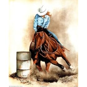 Rodeo Cowgirl Barrel Racing 1 Quality Art Poster Print - 20" X 16"