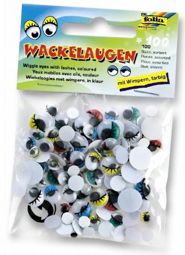 Folia 7510 - Wackelaugen mit beweglicher Pupille und Wimpern, 100 St&uuml;ck, farbig sortiert Preisvergleich