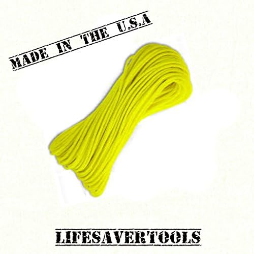 850 Paracord Yellow 100 Feet. Average Test Strength @ 850.8 Guaranteed. Stronger than 550 or 750. Mold Mildew and UV Resistant. Made in the USA By a Certified Military Contractor. (YELLOW)