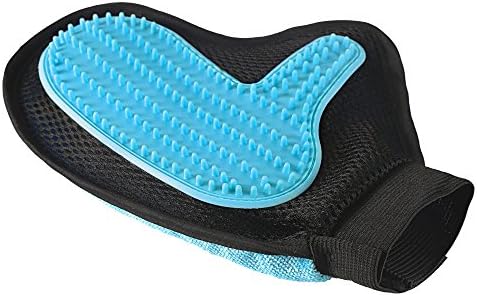 Fortmate Grooming Tool + Furniture Pet Dog Cat Hair Remover Mitt 2 in 1 Pet Glove Gentle Deshedding Brush Rubber Tips for Massage Soft Groomer Mitt