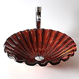 Tophome 洗面台 洗面ボウル 洗面台彩色上絵 洗面鉢　手洗い器　手洗器 洗面ボール ガラス 手洗い器おしゃれ 強化ガラス製　排水金具付　蛇口なし