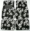 Black Grey Hawaiian Hibiscus Carpet Front & Rear Car Truck Floor Mats