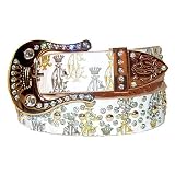 Ed Hardy - Ed Hardy Womens White Monogram Belt with Gold Hardware and Rhinestone Trim, by Christian Audigier