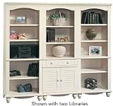 Sauder Harbor View Library Bookcase with Doors Antiqued White