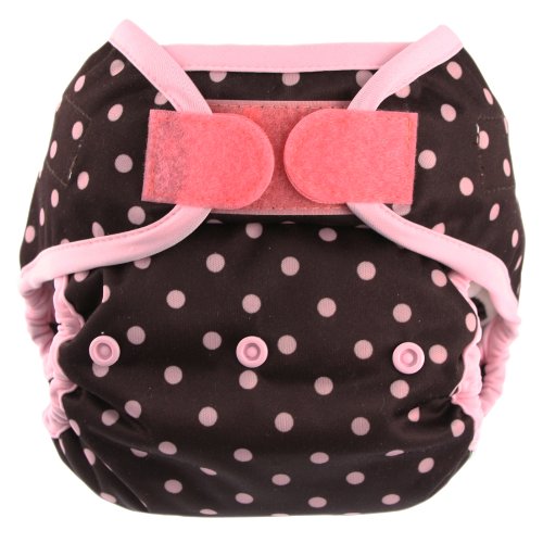 Blueberry Coveralls Hook/Loop Diaper, Pink on Chocolate